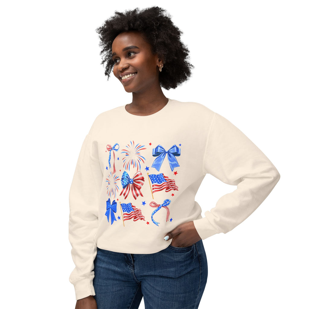 Patriotic Bows & Fireworks Crewneck Sweatshirt