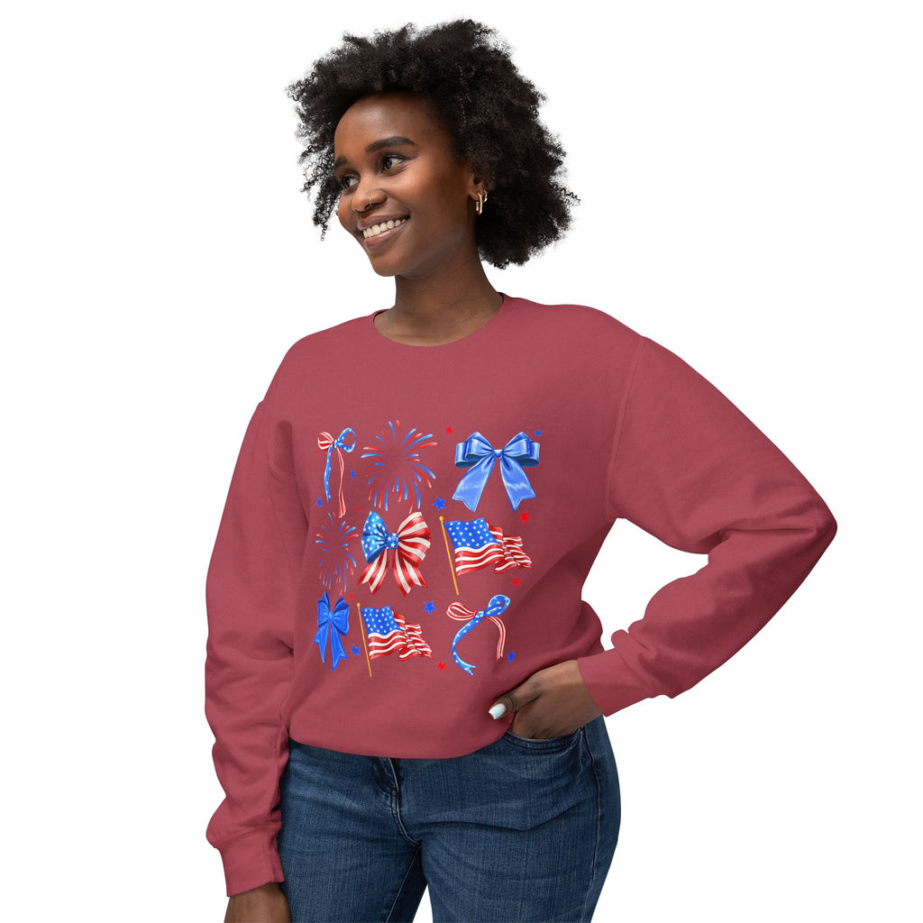 Patriotic Bows & Fireworks Crewneck Sweatshirt