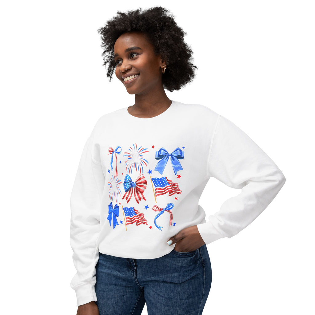 Patriotic Bows & Fireworks Crewneck Sweatshirt